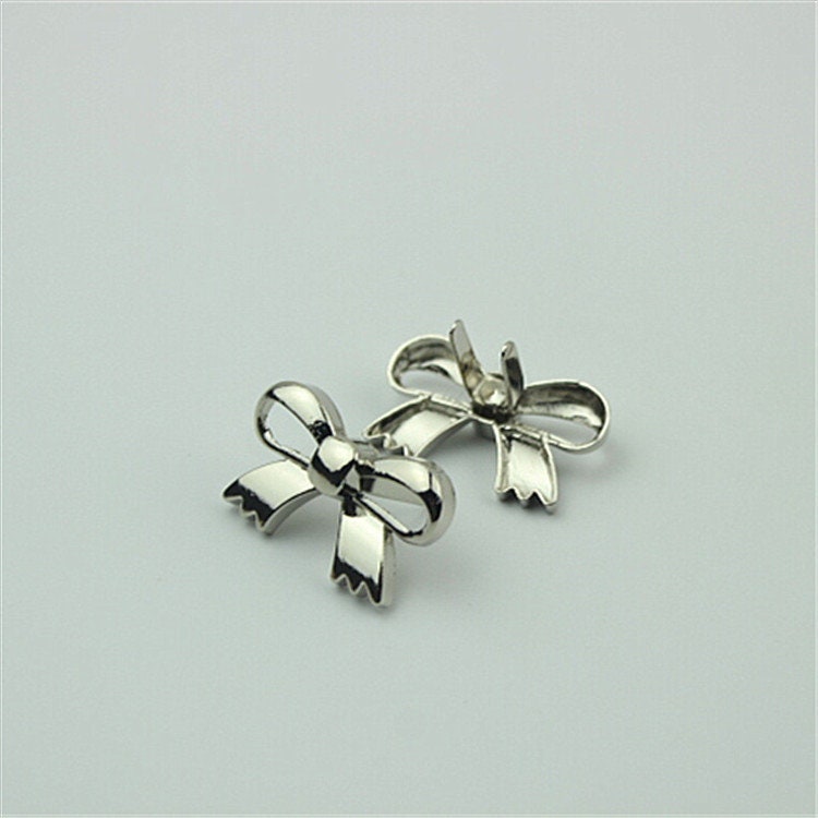 Bowknot Purse Label 1/10pcs Bag Hardware Charm Rose Gold Silver Black Handmade Purse Handbag Making Metal Decoration 30mm Wholesale Supplies