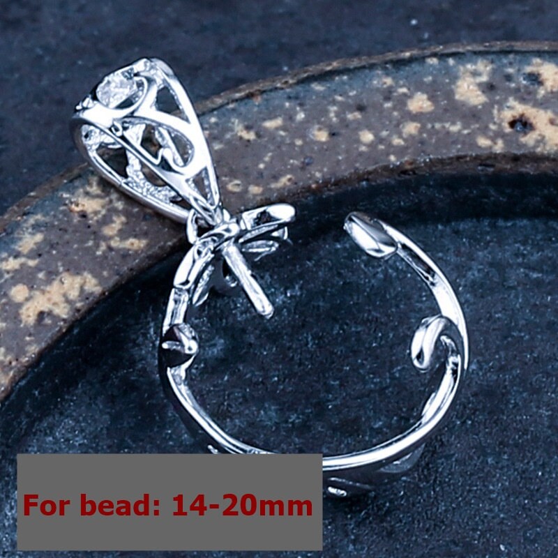 Bulk Sterling Silver Rose Gold Openwork Circle Pendant Setting Tray Fine 925 14-20 mm For One Pearl Bead No Prongs DIY Jewelry Wholesale