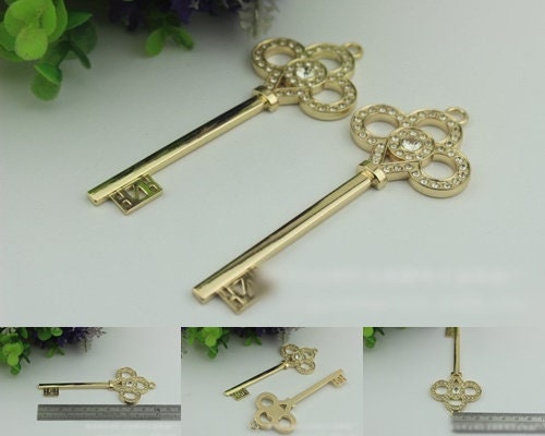 Key Shaped Purse Label 1/10pcs Bag Hardware Charm Light Gold Handmade Purse Handbag Making Metal Decoration 100mm 4" Bulk Wholesale Supplies