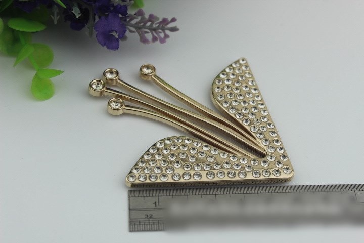 Flowers Purse Label 1/10pcs Bag Hardware Charm Light Gold Handmade Purse Handbag Making Metal Decoration 80mm 3 1/8" Wholesale Supplies