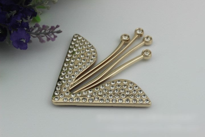 Flowers Purse Label 1/10pcs Bag Hardware Charm Light Gold Handmade Purse Handbag Making Metal Decoration 80mm 3 1/8" Wholesale Supplies