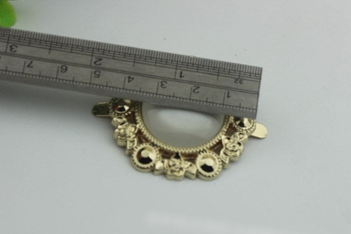 Flower Round Purse Label 1/10pcs Bag Hardware Charm Light Gold Handmade Purse Handbag Making Metal Decoration 45mm 1 3/4" Wholesale Supplies