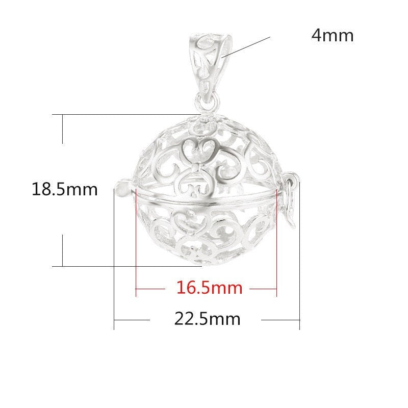 Ball Pendant Blank Setting Openwork Sterling Silver Rose White Gold Fine 925 8-15 mm For One Pearl Bead No Prongs DIY Jewelry Wholesale