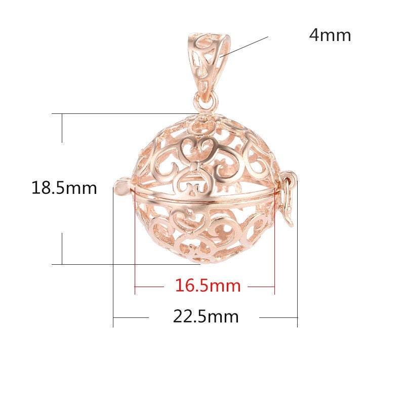 Ball Pendant Blank Setting Openwork Sterling Silver Rose White Gold Fine 925 8-15 mm For One Pearl Bead No Prongs DIY Jewelry Wholesale