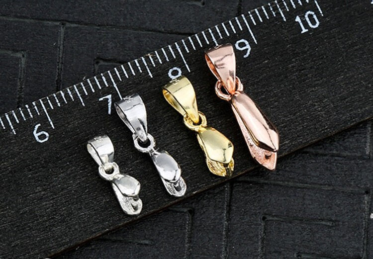 Buckle Clip Pendant Setting Bezel Sterling Silver White Rose Gold Fine 925 3 4 5 6 mm For One Bead Stone No Prongs DIY Jewelry Wholesale