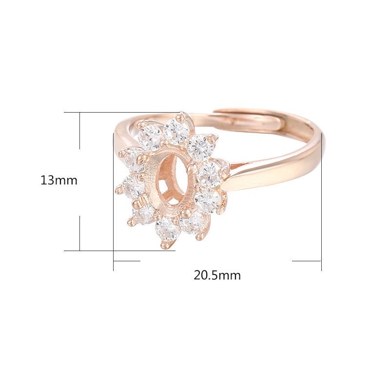 Ring Blank Setting 1pc Sterling Silver 925 18k Gold Vermeil Silve Flower Crystals Oval 5x7mm For One Stone Gemstone Four Prongs Wholesale