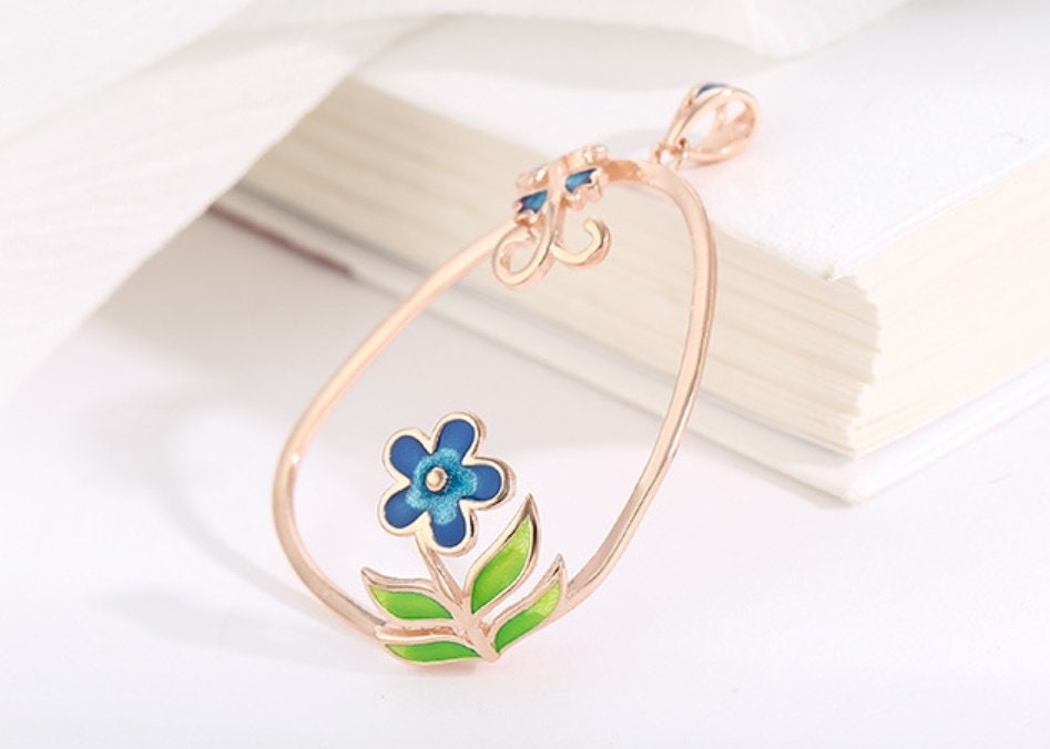 Flower Teardrop Base Pendant Setting Sterling Silver Rose Gold Fine 925 30x35 mm For One Stone Gemstone No Prongs DIY Jewelry Wholesale