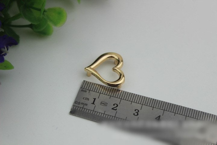 Heart Shaped Purse Label 1/10pcs Bag Hardware Charm Light Gold Handmade Purse Handbag Making Metal Decoration 20mm 3/4" Wholesale Supplies