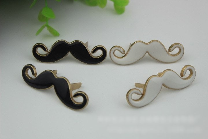 Fanny Mustache Purse Label 1/10pcs Bag Hardware Charm White Black Handmade Purse Handbag Making Metal Decoration 50mm 2" Wholesale Supplies