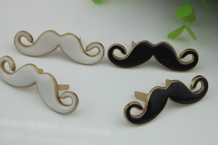 Fanny Mustache Purse Label 1/10pcs Bag Hardware Charm White Black Handmade Purse Handbag Making Metal Decoration 50mm 2" Wholesale Supplies