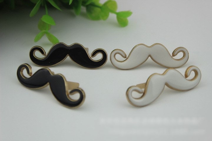 Fanny Mustache Purse Label 1/10pcs Bag Hardware Charm White Black Handmade Purse Handbag Making Metal Decoration 50mm 2" Wholesale Supplies