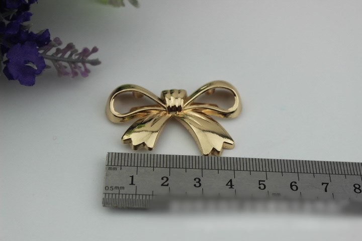 Bow-Knot Purse Label 1/10pcs Bag Hardware Charm Light Gold Handmade Purse Handbag Making Metal Decoration 45mm 1 3/4" Wholesale Supplies