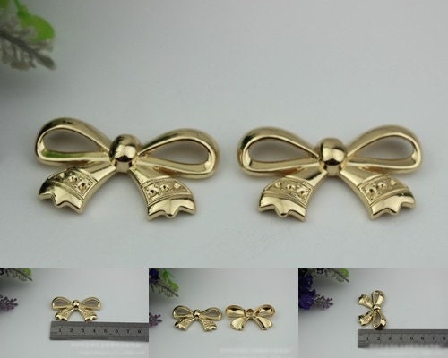 Bow-Knot Purse Label 1/10pcs Bag Hardware Charm Light Gold Handmade Purse Handbag Making Metal Decoration 45mm 1 3/4" Wholesale Supplies