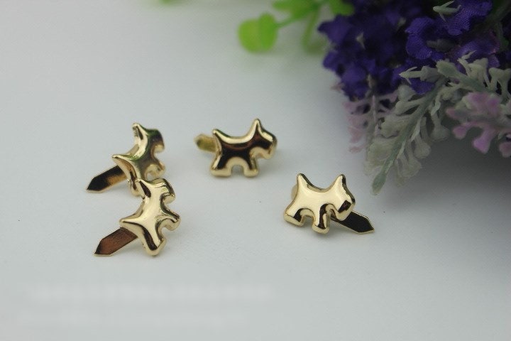 Dog Shaped Purse Label 1/10pcs Bag Hardware Charm Light Gold Handmade Purse Handbag Making Metal Decoration 15mm 5/8" Wholesale Supplies