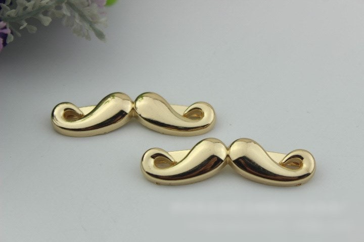 Fanny Mustache Purse Label 1/10pcs Bag Hardware Charm Light Gold Handmade Purse Handbag Making Metal Decoration 52mm 2" Wholesale Supplies