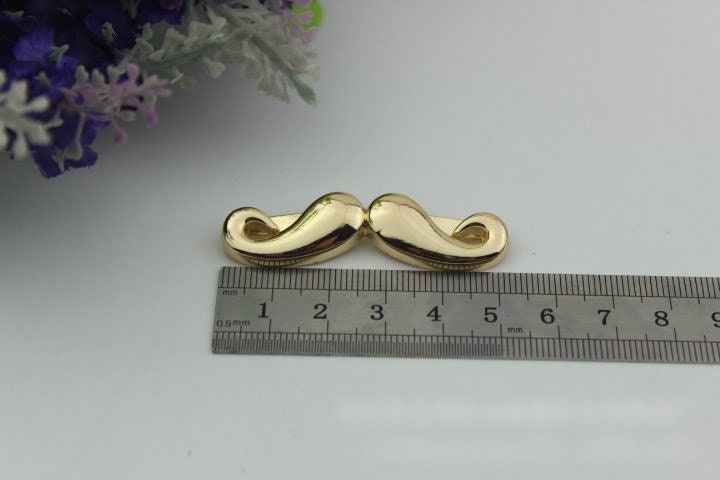 Fanny Mustache Purse Label 1/10pcs Bag Hardware Charm Light Gold Handmade Purse Handbag Making Metal Decoration 52mm 2" Wholesale Supplies