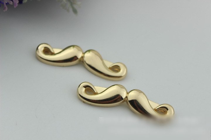 Fanny Mustache Purse Label 1/10pcs Bag Hardware Charm Light Gold Handmade Purse Handbag Making Metal Decoration 52mm 2" Wholesale Supplies