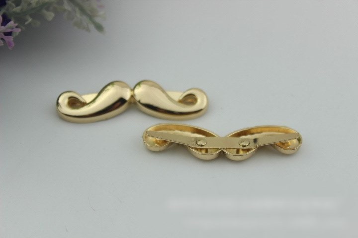 Fanny Mustache Purse Label 1/10pcs Bag Hardware Charm Light Gold Handmade Purse Handbag Making Metal Decoration 52mm 2" Wholesale Supplies