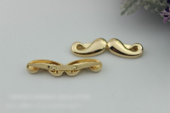 Fanny Mustache Purse Label 1/10pcs Bag Hardware Charm Light Gold Handmade Purse Handbag Making Metal Decoration 52mm 2" Wholesale Supplies