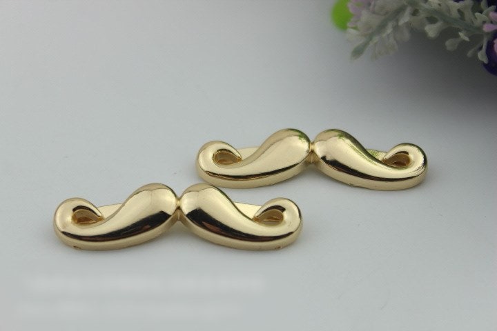 Fanny Mustache Purse Label 1/10pcs Bag Hardware Charm Light Gold Handmade Purse Handbag Making Metal Decoration 52mm 2" Wholesale Supplies