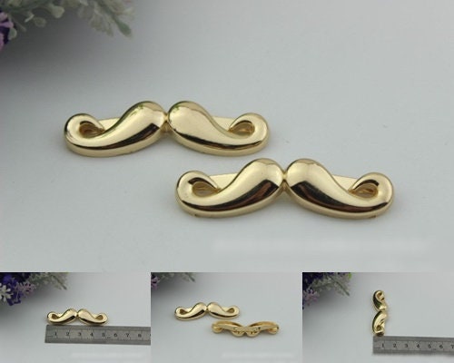 Fanny Mustache Purse Label 1/10pcs Bag Hardware Charm Light Gold Handmade Purse Handbag Making Metal Decoration 52mm 2" Wholesale Supplies