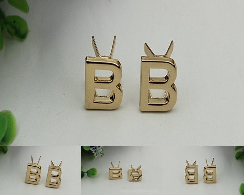 B-Shaped Purse Label 1/10pcs Bag Hardware Charm Light Gold Handmade Purse Handbag Making Metal Decoration 15mm 5/8" Wholesale Supplies