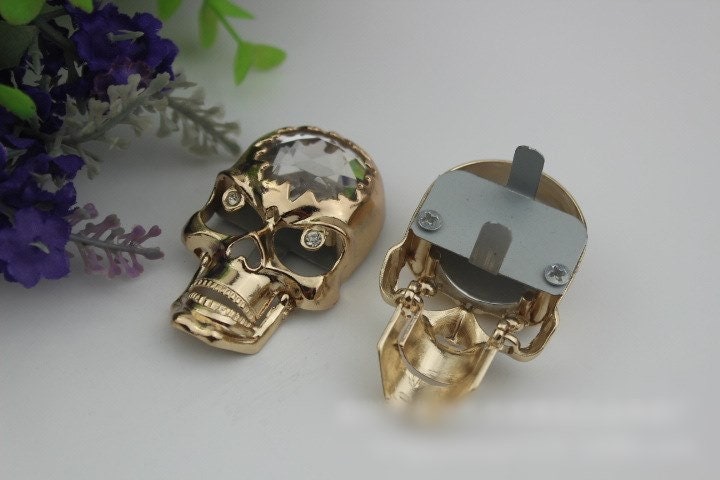 Skull Shaped Purse Label 1/10pcs Bag Hardware Charm Gold Gunmetal Handmade Purse Handbag Making Metal Decoration 55mm Wholesale Supplies