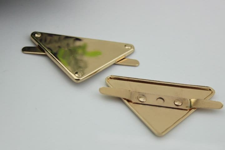 Triangle Purse Label 1/10pcs Bag Hardware Charm Light Gold Handmade Purse Handbag Making Metal Decoration 50mm 2" Bulk Wholesale Supplies