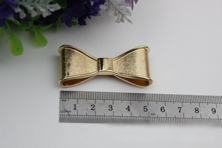 Bow-Knot Purse Label 1/10pcs Bag Hardware Charm Light Gold Handmade Purse Handbag Making Metal Decoration 50mm 2" Bulk Wholesale Supplies