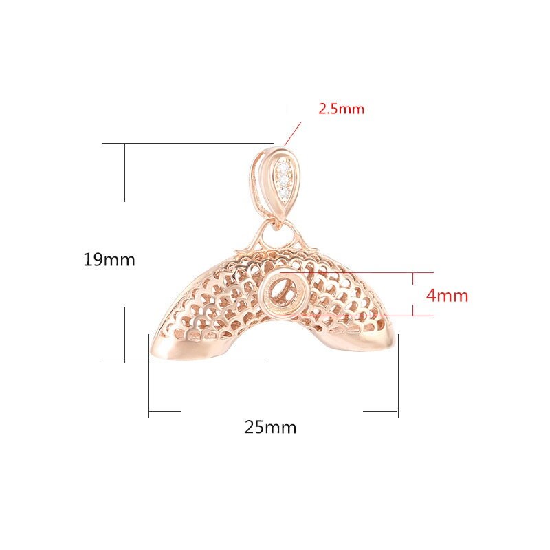 Ethnic Empty Support Pendant Setting Base Sterling Silver Rose Gold Fine 925 4mm For Two Stones Gemstones No Prongs DIY Jewelry Wholesale