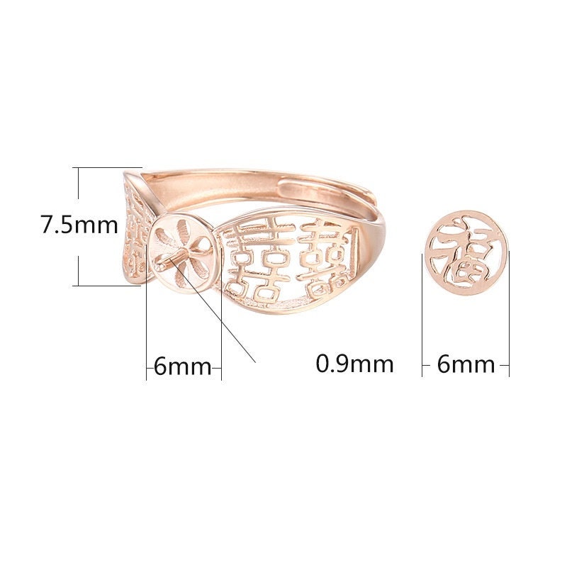 Ring Blank Setting 1pc Sterling Silver 925 Pin 18k Gold Vermeil Adjustable Base White Rose Gold 6mm For One Pearl Bead No Prongs DIY