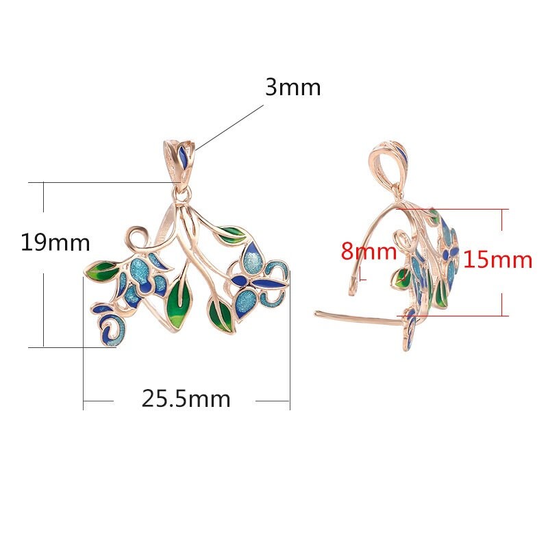 Pendant Setting Leaf Flower Branch Hook Sterling Silver Rose Gold Fine 925 8x15 mm For One Stone Gemstone No Prongs DIY Jewelry Wholesale