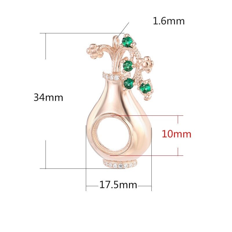 Vase With Flowers Round Base Pendant Setting Bezel Sterling Silver Rose Gold Fine 925 6-10 mm For One Stone No Prongs DIY Jewelry Wholesale