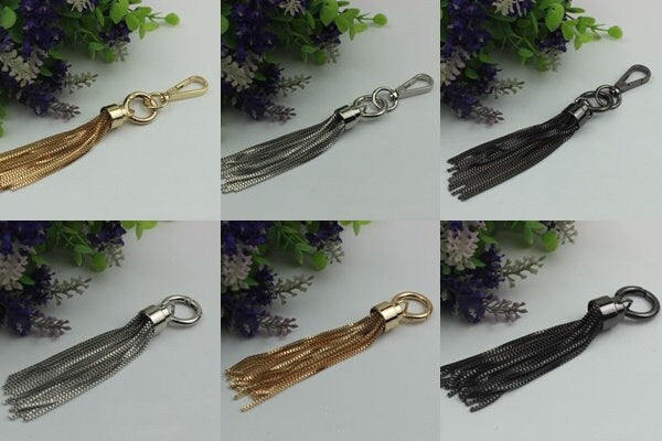 Metal Tassel Keychain 150 120 100mm Alloy Metal Spring Trigger Lobster Clasp Clip Purse Bag Handbag Strap Jewelry Key Ring DIY Wholesale