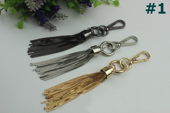 Metal Tassel Keychain 150 120 100mm Alloy Metal Spring Trigger Lobster Clasp Clip Purse Bag Handbag Strap Jewelry Key Ring DIY Wholesale