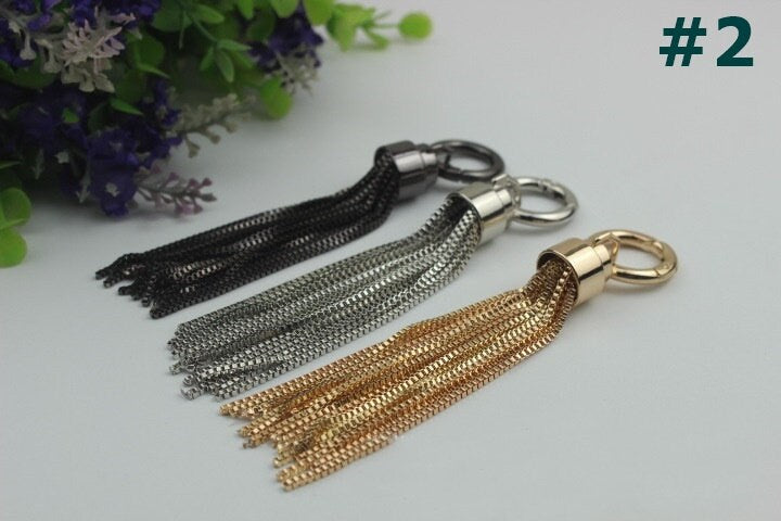 Metal Tassel Keychain 150 120 100mm Alloy Metal Spring Trigger Lobster Clasp Clip Purse Bag Handbag Strap Jewelry Key Ring DIY Wholesale