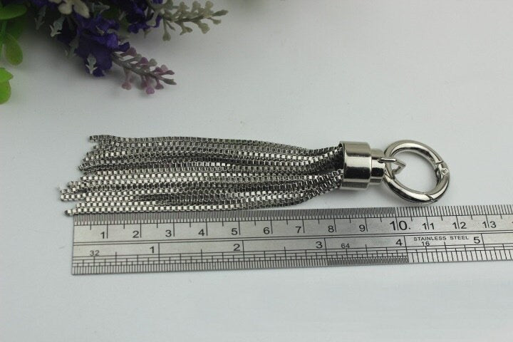 Metal Tassel Keychain 150 120 100mm Alloy Metal Spring Trigger Lobster Clasp Clip Purse Bag Handbag Strap Jewelry Key Ring DIY Wholesale