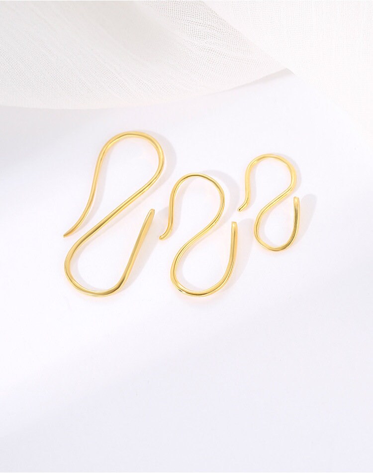 Earrings Hook Blank Setting Vintage Buckle Sterling Silver Gold Fine 925 9-17mm For One Stone Gemstone No Prongs DIY Jewelry Wholesale