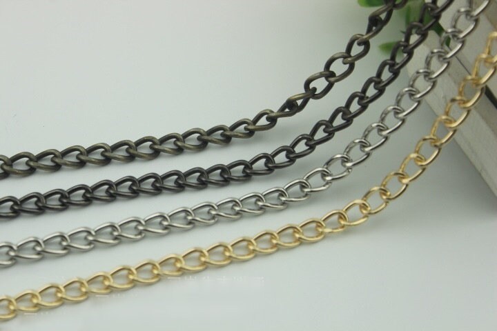 Purse Chain 100cm 39,3" Crossbody Metal Curb Brass Strap Handle Silver Gold Black Bronze Hardware Leather Bag Handbag Clutch Vintage DIY