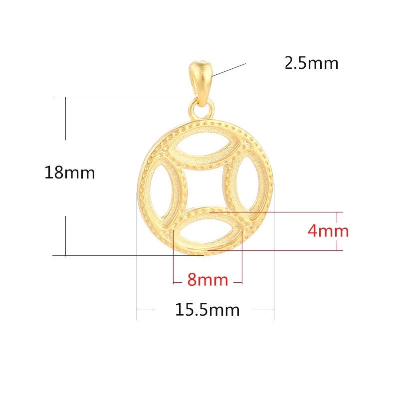 Vintage Round Oval Base Pendant Setting Sterling Silver Rose Gold Fine 925 4x8 mm For Three Stones Gemstones No Prongs DIY Jewelry Wholesale