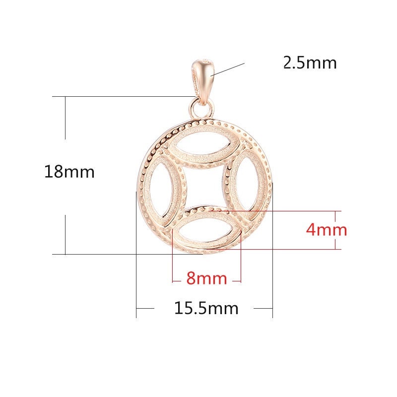 Vintage Round Oval Base Pendant Setting Sterling Silver Rose Gold Fine 925 4x8 mm For Three Stones Gemstones No Prongs DIY Jewelry Wholesale