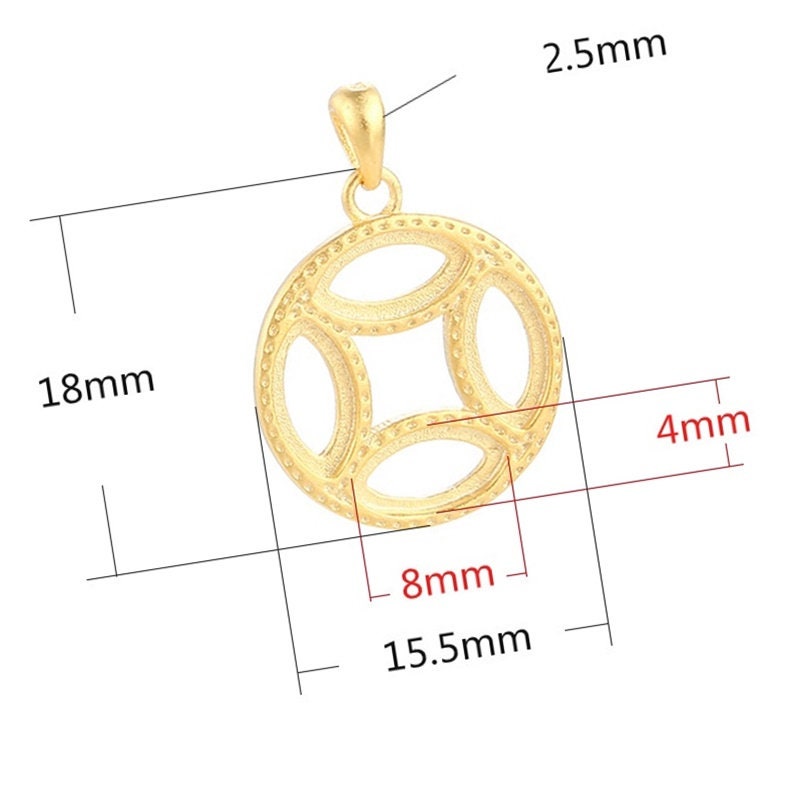 Vintage Round Oval Base Pendant Setting Sterling Silver Rose Gold Fine 925 4x8 mm For Three Stones Gemstones No Prongs DIY Jewelry Wholesale