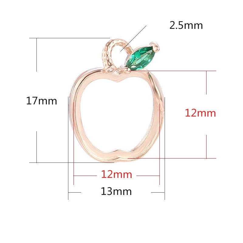 Apple Shaped Base Pendant Setting Tray Bulk Sterling Silver Rose Gold Fine 925 12x12 mm For One Stone No Prongs DIY Jewelry Wholesale