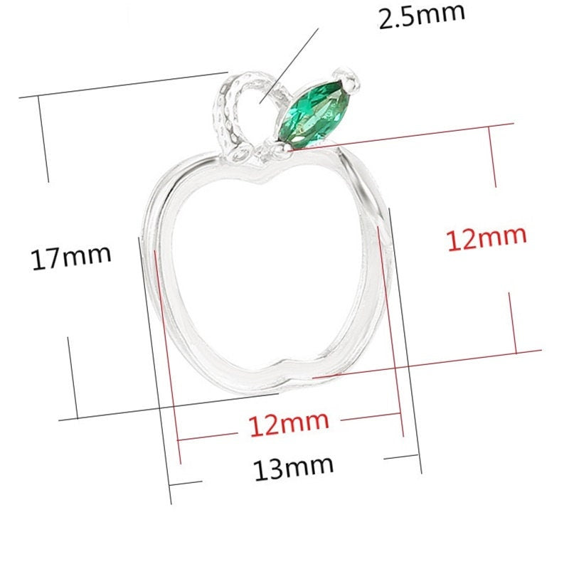 Apple Shaped Base Pendant Setting Tray Bulk Sterling Silver Rose Gold Fine 925 12x12 mm For One Stone No Prongs DIY Jewelry Wholesale