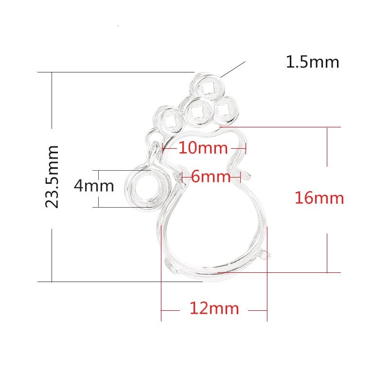 Gift Bag Base Pendant Setting Bezel Sterling Silver Rose Gold Fine 925 4 mm For Two Stones Gemstones Four Prongs DIY Jewelry Wholesale