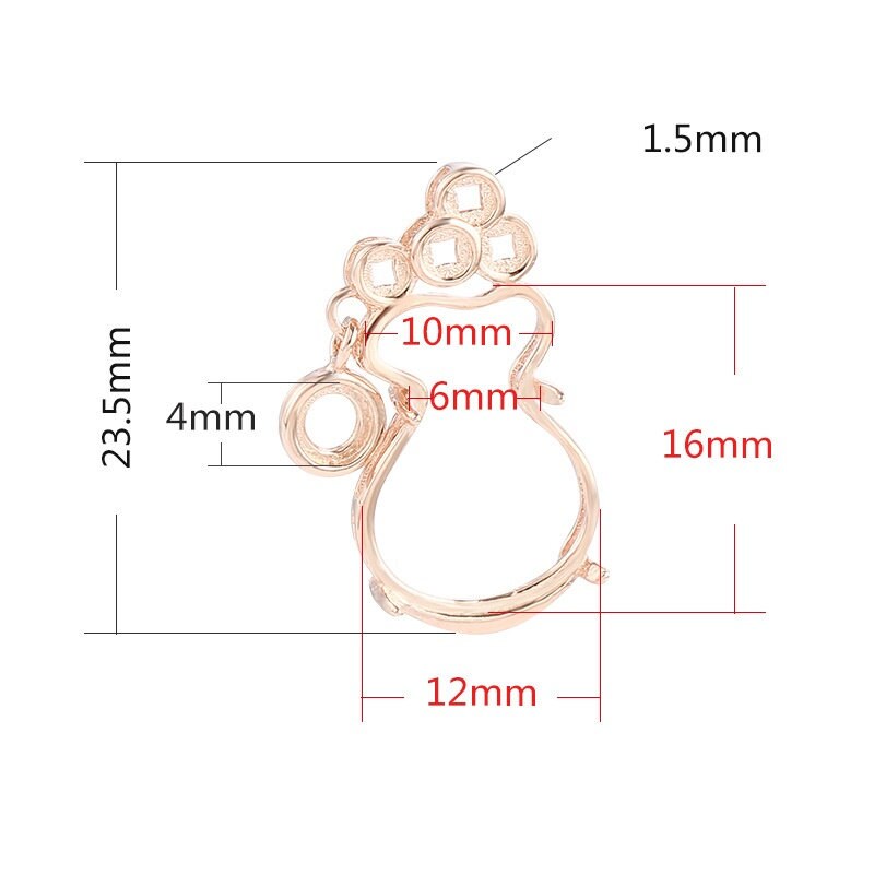 Gift Bag Base Pendant Setting Bezel Sterling Silver Rose Gold Fine 925 4 mm For Two Stones Gemstones Four Prongs DIY Jewelry Wholesale