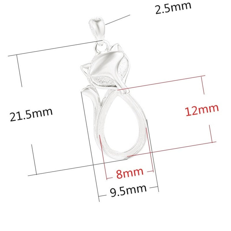 Fox Shaped Teardrop Base Pendant Setting Sterling Silver Rose Gold Fine 925 8x12 mm For One Stone Gemstone No Prongs DIY Jewelry Wholesale