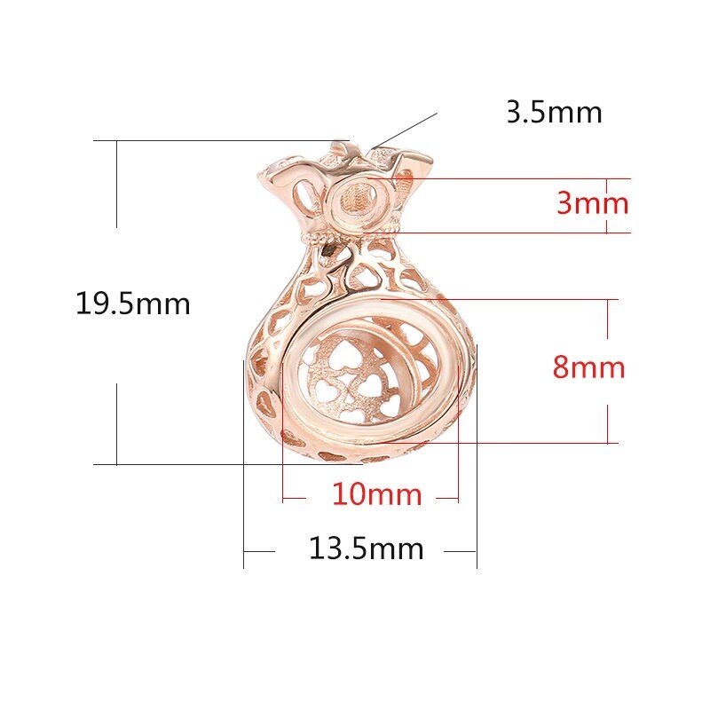 Openwork Gift Bag Oval Base Pendant Setting Bezel Sterling Silver Gold Fine 925 3x3 8x10 mm For Two Stones No Prongs DIY Jewelry Wholesale