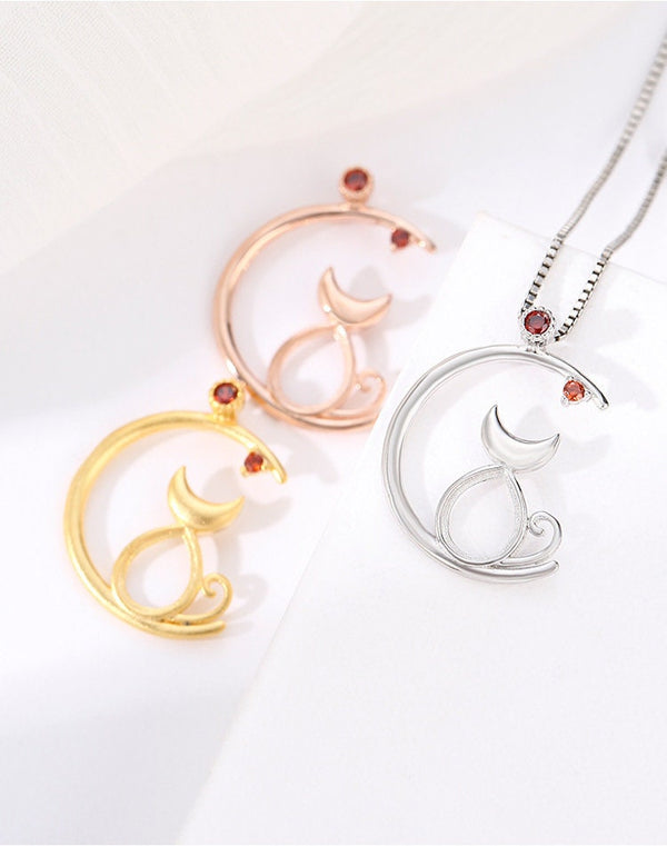 Cat Moon Teardrop Base Pendant Setting Sterling Silver Rose Gold Fine 925 6x8 7x9mm For One Stone Gemstone No Prongs DIY Jewelry Wholesale