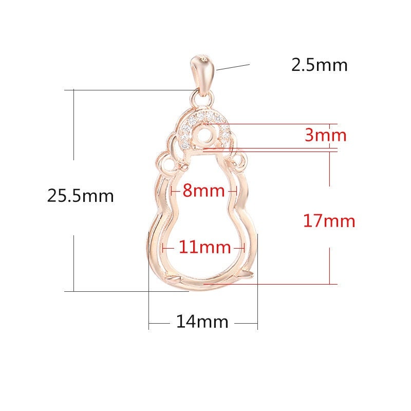 Gift Bag Base Pendant Setting Bezel Sterling Silver Rose Gold Fine 925 3 mm For Two Stones Gemstones Four Prongs DIY Jewelry Wholesale